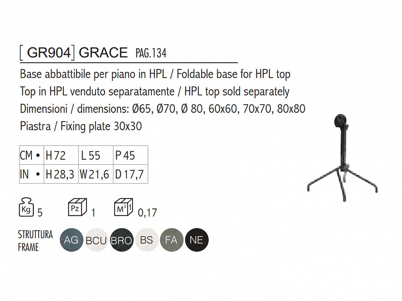 Base smontabile per tavoli Grace - 1