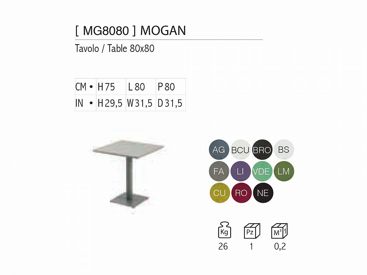 Tavolo Mogan 80x80 - 1