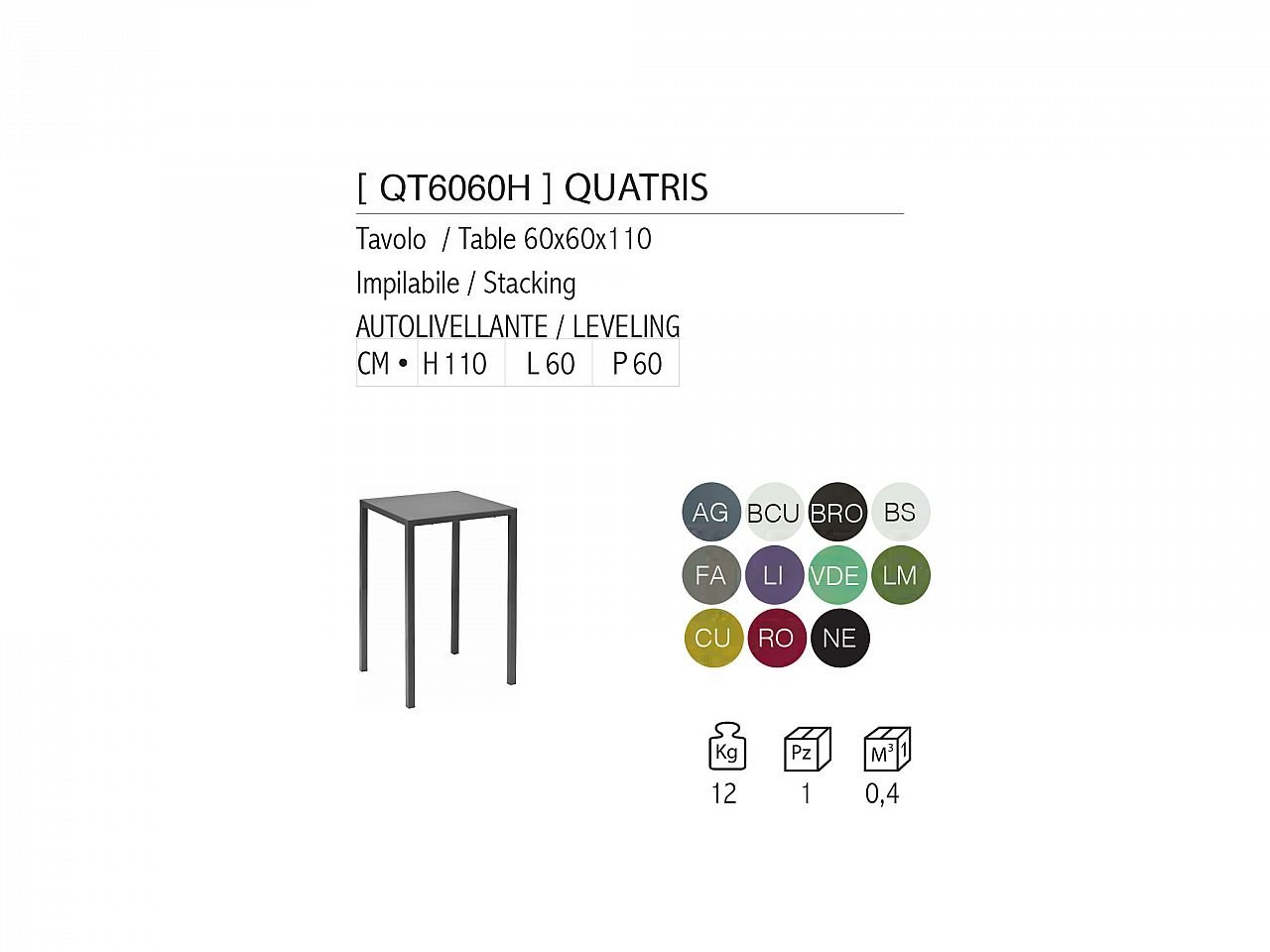 Tavolo alto Quatris 60x60 - 1