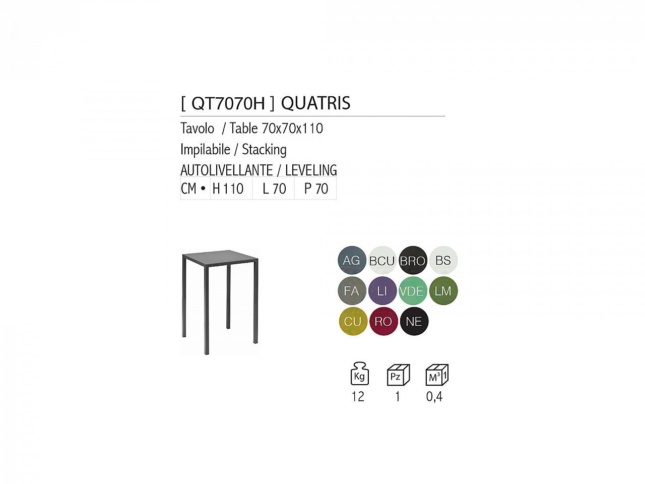 Tavolo alto Quatris 70x70 - 1